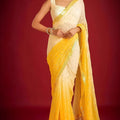 Elegant Yellow Soft Georgette Saree Thread Work for Women