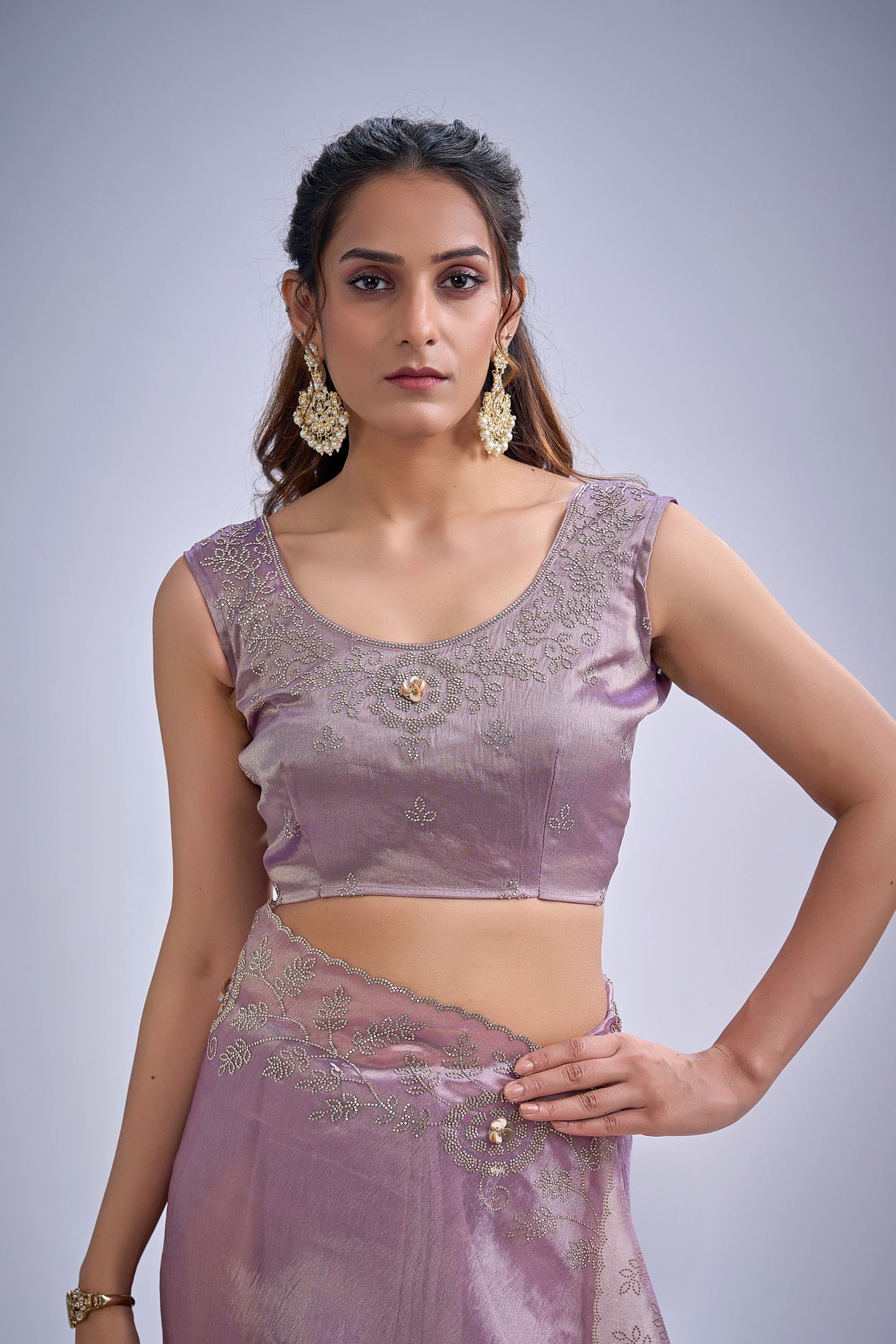 Lavender Pink Silk Saree with Zari Embroidery Designer Blouse