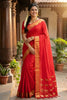 Red Kanjivaram Silk Saree Golden Zari Border Motif Saree
