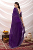 Designer Purple Georgette Saree Heavy Embroidered Border Blouse