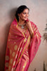 Rani Pink Silk Saree with Golden Zari Polka Dot Weaving Designer Saree