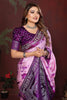 Purple Banarasi Silk Saree Silver Zari Border Traditional Motifs Saree