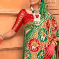 Green and Multicolor Patola Print Silk Saree Traditional Border