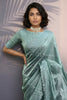 Sea Green Silk Saree with Embroidered Border Designer Blouse