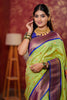 Parrot Green Kanjivaram Silk Saree Gold Zari Border Butti Work