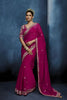 Luxury Rani Pink Embroidered Saree with Designer Blouse 