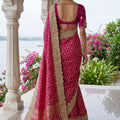 Rani Pink Banarasi Silk Saree Heavy Zari Embroidery Rich Designer Border