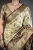 Beige Maroon Kanjivaram Silk Saree Traditional Zari Woven Designer Saree