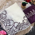 White Organza Saree with Purple Embroidered Border