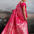 Luxury Rani Pink Banarasi Silk Saree Rich Gold Zari Weaving Traditional Motifs