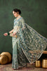 Sea Green Embroidered Net Saree with Designer Border Party Wear Saree