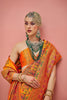 Vibrant Orange Banarasi Silk Saree With Traditional Patola Festive Wear