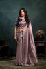 Mauve Satin Silk Saree with Silver Embroidery Border Designer Blouse