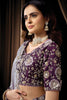 Grey Designer Saree with Heavy Embroidered Border Purple Blouse