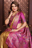 Designer Banarasi Silk Saree in Gold with Rich Pink Meenakari Work Festive Saree