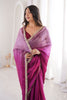 Rani Pink Organza Silk Saree with Designer Golden Lace Border