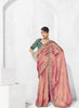 Designer Pink Saree Border Green Blouse Party Wear