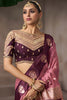 Dusty Pink Silk Saree with Wine Purple Contrast Border