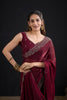 Wine Red Silk Saree with Embroidered Border Designer Saree