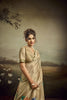 Beige Linen Silk Saree Floral Digital Print Designer Tassel Pallu