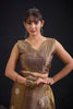 Coffee Brown Tissue Silk Saree with Gold Zari Polka Butti Work