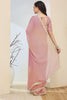 Dusty Pink Saree Multicolor Embroidered Border Ready To Wear