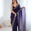 Designer Purple Georgette Saree with Heavy Embellished Border