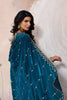 Teal Blue Silk Saree Golden Zari Embroidery Border Matching Blouse