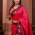Pink Paithani Silk Saree with Contrast Purple Zari Border