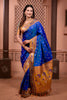Royal Blue Paithani Silk Saree with Golden Zari Border
