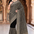 Black Georgette Saree Heavy Gold Embroidery Designer Blouse