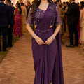 Purple Sequins Ready to Wear Designer Saree with Embroidered Blouse