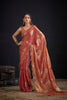 Copper Orange Tissue Silk Saree with Gold Zari Polka Butti Design