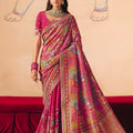 Rani Pink Paithani Silk Saree Multicolor Zari Weaving Saree 