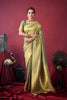  Mint Green Banarasi Silk Saree Golden Zari Woven Border Designer Blouse