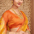 Traditional Yellow Banarasi Silk Saree Blouse Piece