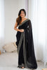 Designer Black Georgette Saree Gold Embellished Border Party Wear Saree