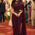 Wine Purple Designer Saree with Embellished Blouse