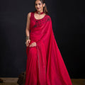 Rani Pink Embroidered Silk Saree with Designer Blouse