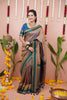 Mauve Silk Saree with Green Woven Border Traditional Design
