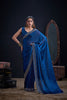 Royal Blue Silk Saree with Antique Gold Zari Border Party Wear Saree