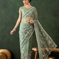Mint Green Net Embroidered Saree Designer Saree