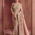 Blush Pink Silk Bridal Saree with Heavy Zari Embroidery Designer Blouse