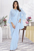 Sky Blue Ready-to-Wear Saree Designer Pleated Pallu Embellished Blouse