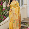 Mustard Yellow Banarasi Silk Saree with Rich Woven Zari Pallu