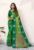  Green Banarasi Silk Saree Antique Gold Zari Motifs Rich Woven Pallu 