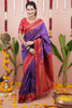 Purple Silk Saree with Red Woven Border and Traditional Design