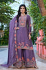 Beautiful Purple Embroidered Crepe Palazzo Suit Set with Dupatta for Women