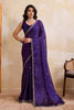 Royal Purple Georgette Saree with Silver Zari Border Butti Work