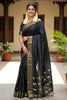 Black Traditional Silk Saree with Gold Zari Border Horse Motif Pallu